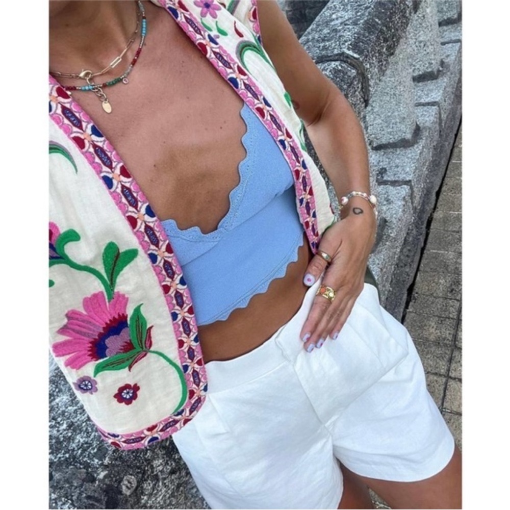 ZARA open front embroidered vest 6895/224